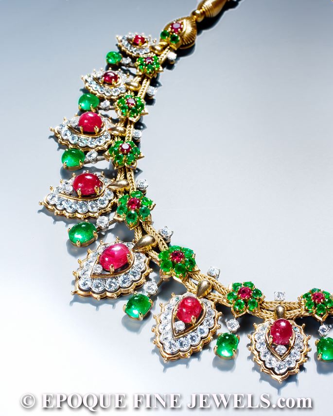   Van Cleef &amp; Arpels - A magnificent ruby, emerald and diamond necklace of oriental inspiration | MasterArt